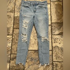 American Eagle Outfitters Light Blue Distressed Skinny Jeans